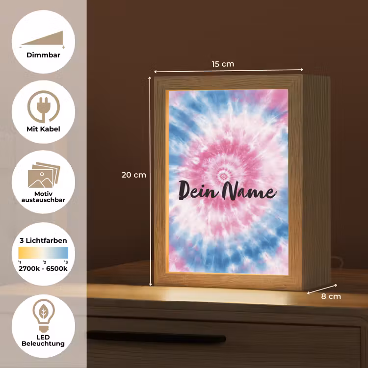 Tie dye - Abstract - Blauw - Roze Light Box met kabel (Kinderlampje) klein -USP_websiteoverzichtDE