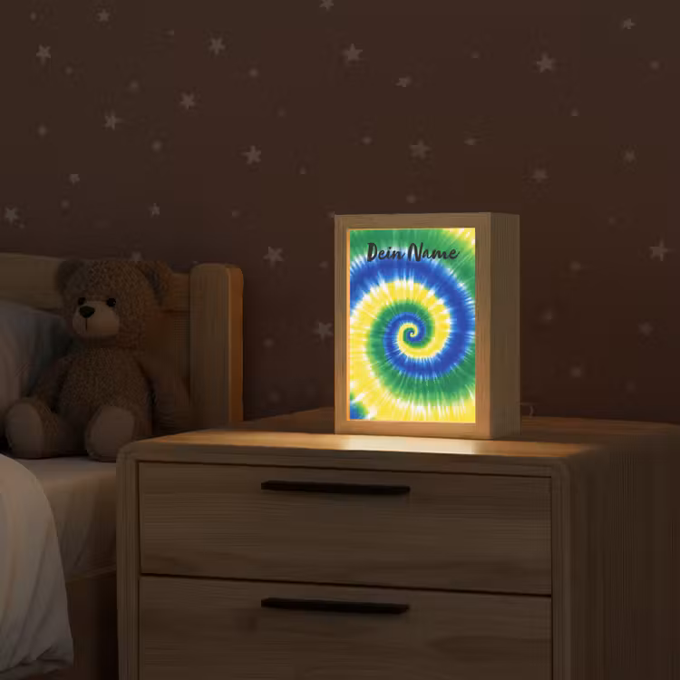 Tie Dye - Groen - Klassiek Light Box met kabel (Kinderlampje) klein -sfeer1_kind