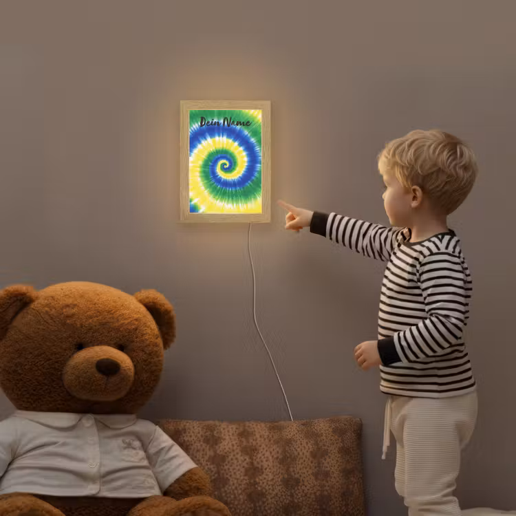 Tie Dye - Groen - Klassiek Light Box met kabel (Kinderlampje) klein -sfeer4a_kind