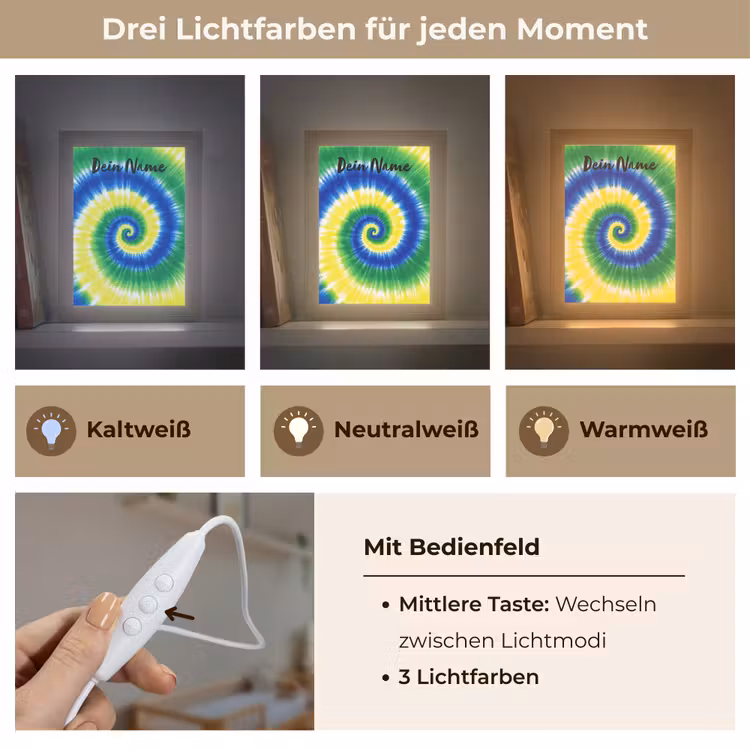 Tie Dye - Groen - Klassiek Light Box met kabel (Kinderlampje) klein -USP_lichtkleurDE