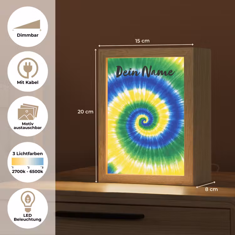 Tie Dye - Groen - Klassiek Light Box met kabel (Kinderlampje) klein -USP_websiteoverzichtDE