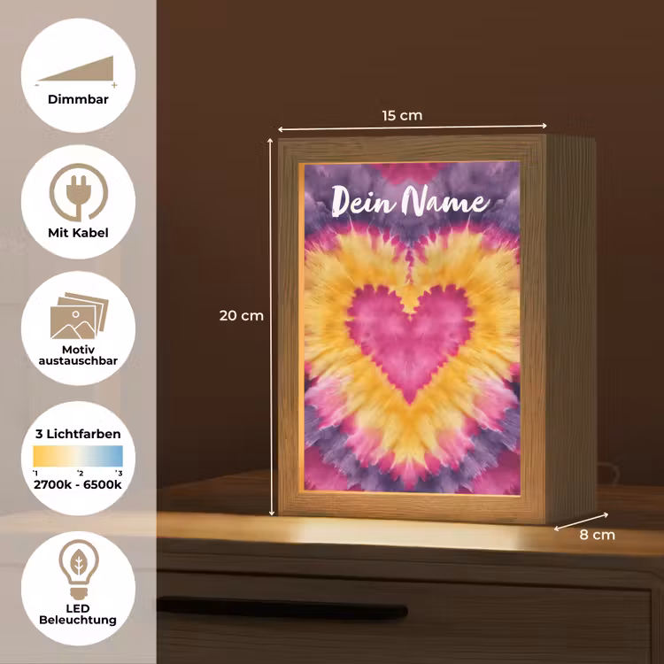 Tie dye - Hartvorm - Vlammen - Paars Light Box met kabel (Kinderlampje) klein -USP_websiteoverzichtDE
