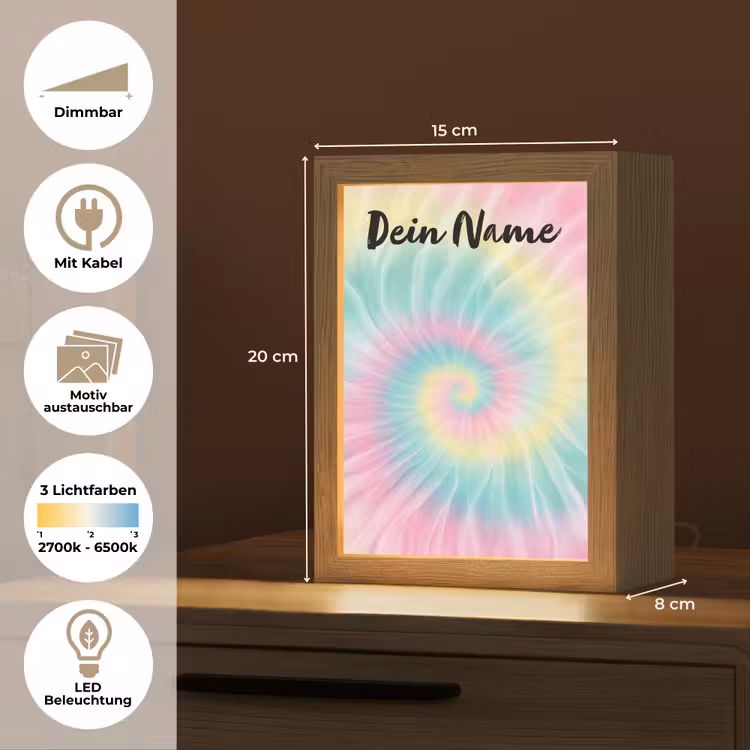 Tie Dye - Pasteltinten - Roze Light Box met kabel (Kinderlampje) klein -USP_websiteoverzichtDE