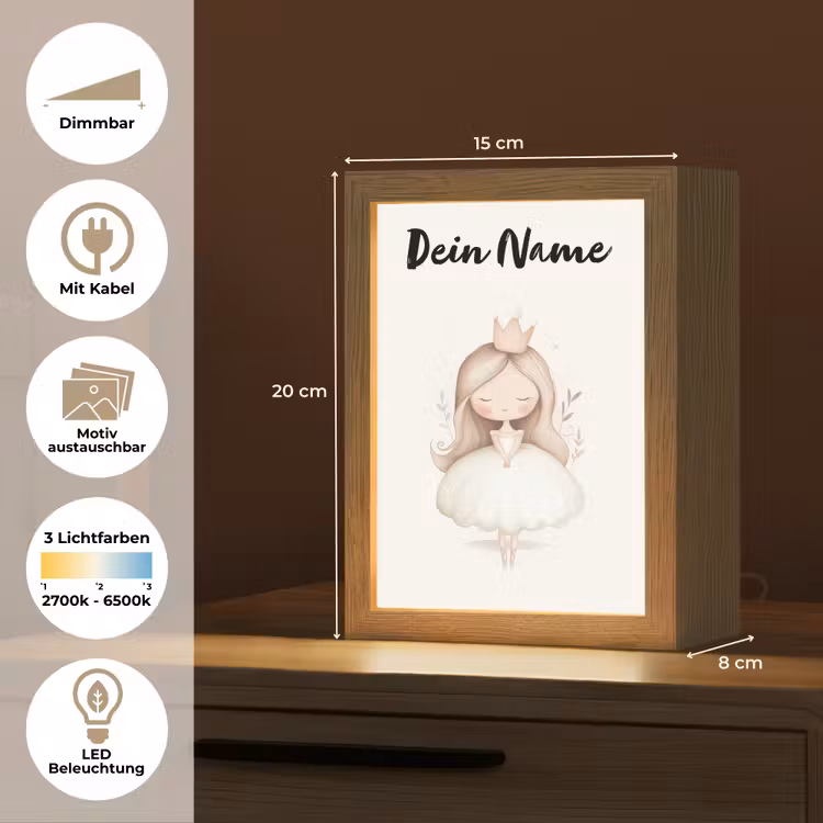 Kroon - Ballerina - Kroon - Minimalistisch Light Box met kabel (Kinderlampje) klein -USP_websiteoverzichtDE