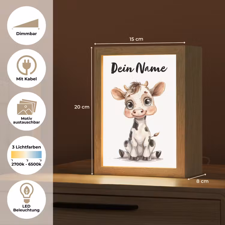 Koe - Baby dier - Boerderij dieren Light Box met kabel (Kinderlampje) klein -USP_websiteoverzichtDE