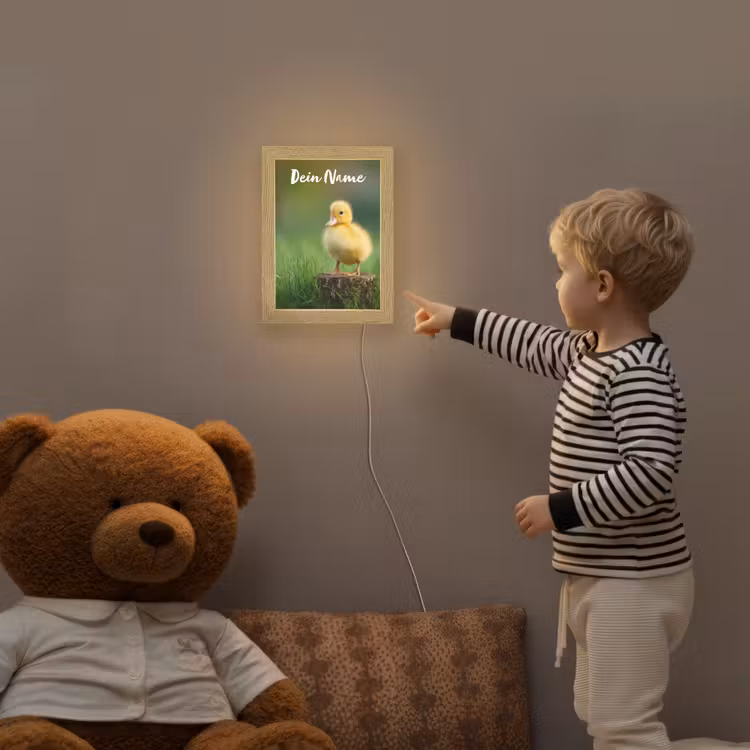 Kuiken - Eend - Geel - Gras Light Box met kabel (Kinderlampje) klein -sfeer4a_kind