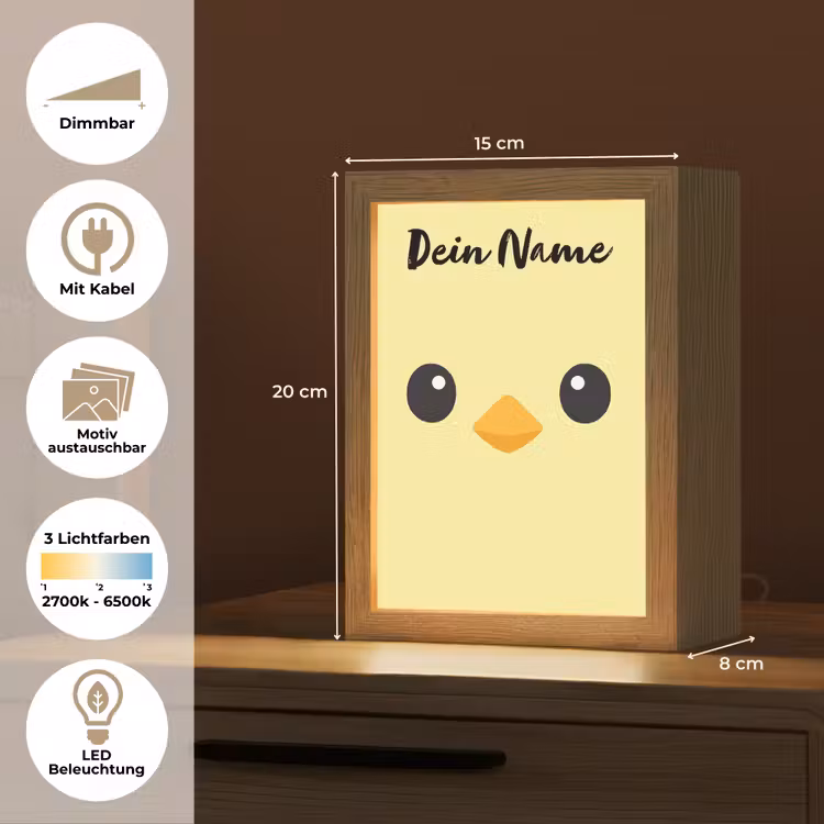 Kuiken - Geel - Minimalistisch - Snavel Light Box met kabel (Kinderlampje) klein -USP_websiteoverzichtDE