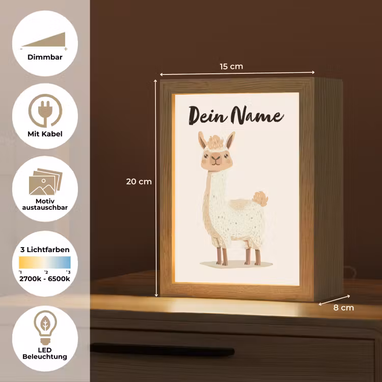 Lama - Dieren - Boerderij - Pastel Light Box met kabel (Kinderlampje) klein -USP_websiteoverzichtDE