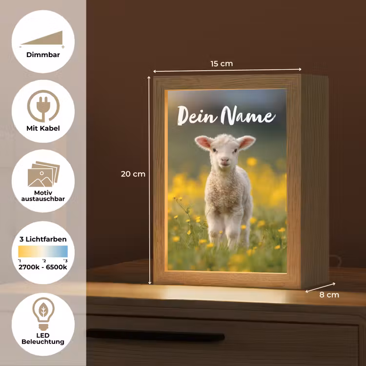 Lammetje - Gras - Bloemen - Geel Light Box met kabel (Kinderlampje) klein -USP_websiteoverzichtDE