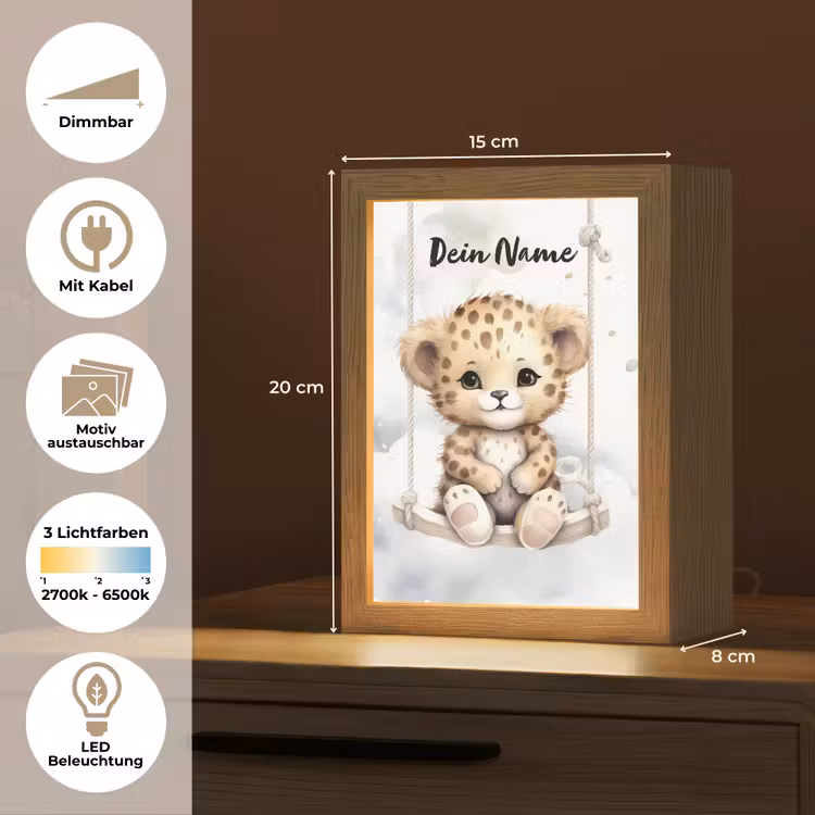 Luipaard - Dier - Kinderen Light Box met kabel (Kinderlampje) klein -USP_websiteoverzichtDE