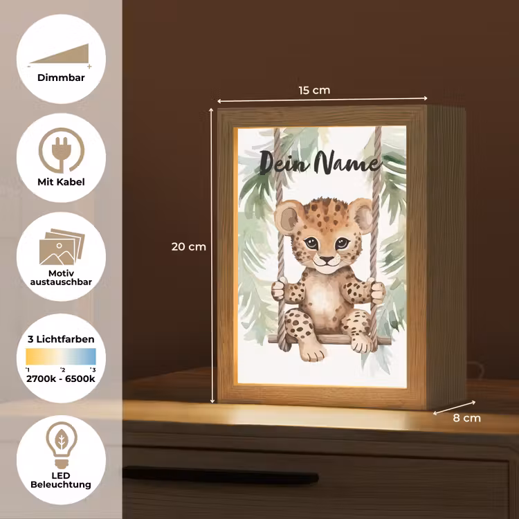 Luipaard - Dier - Kinderen - Jungle Light Box met kabel (Kinderlampje) klein -USP_websiteoverzichtDE