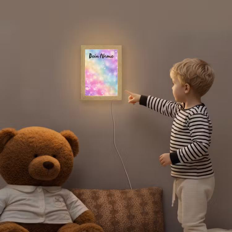 Licht - Regenboog - Hartjes Light Box met kabel (Kinderlampje) klein -sfeer4a_kind
