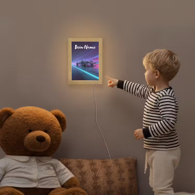 Lichtstralen - Neon - Racewagen - Paars Light Box met kabel (Kinderlampje) klein -sfeer4a_kind