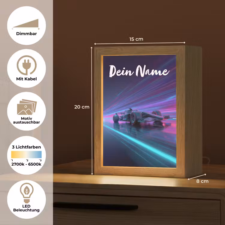 Lichtstralen - Neon - Racewagen - Paars Light Box met kabel (Kinderlampje) klein -USP_websiteoverzichtDE