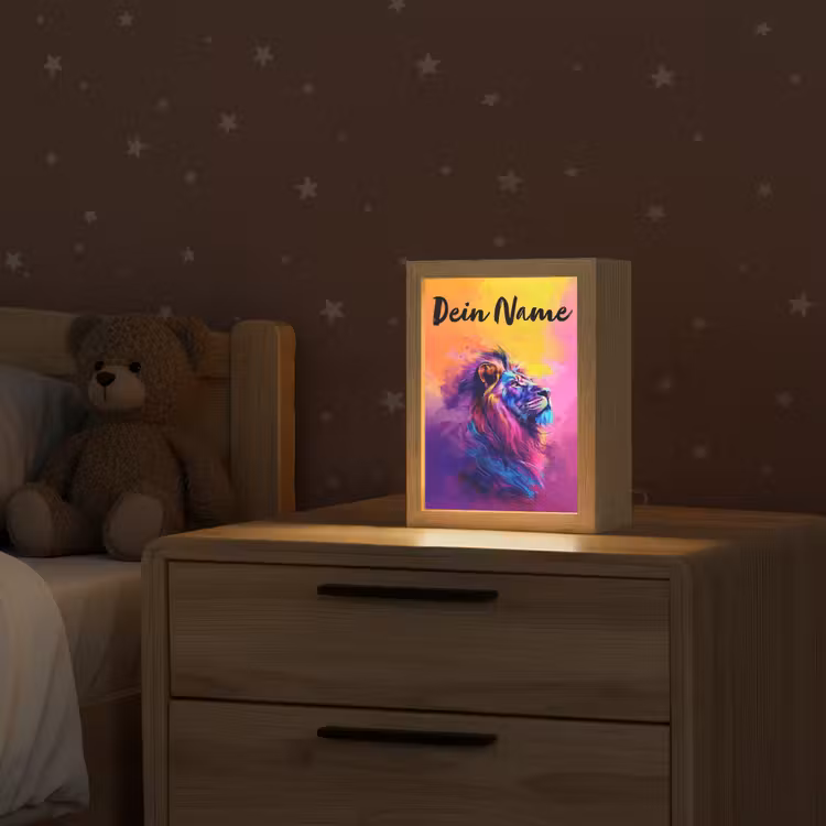 Leeuw - Verf- Kleuren - Dier Light Box met kabel (Kinderlampje) klein -sfeer1_kind