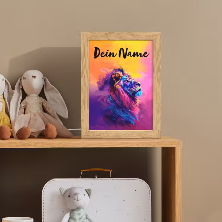 Leeuw - Verf- Kleuren - Dier Light Box met kabel (Kinderlampje) klein -sfeer2_kind