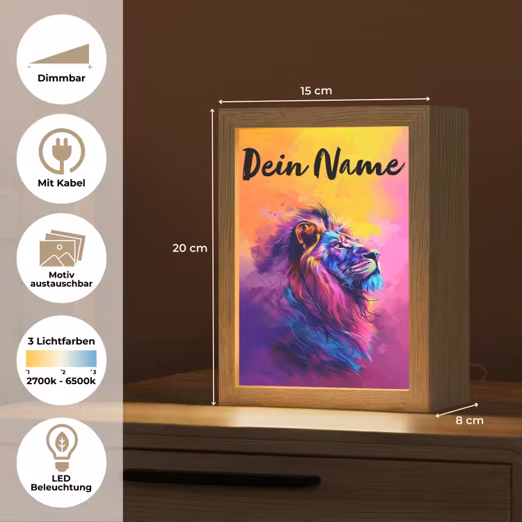 Leeuw - Verf- Kleuren - Dier Light Box met kabel (Kinderlampje) klein -USP_websiteoverzichtDE