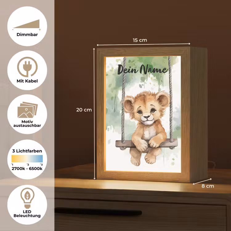 Leeuw - Dier - Kinderen - Jungle Light Box met kabel (Kinderlampje) klein -USP_websiteoverzichtDE