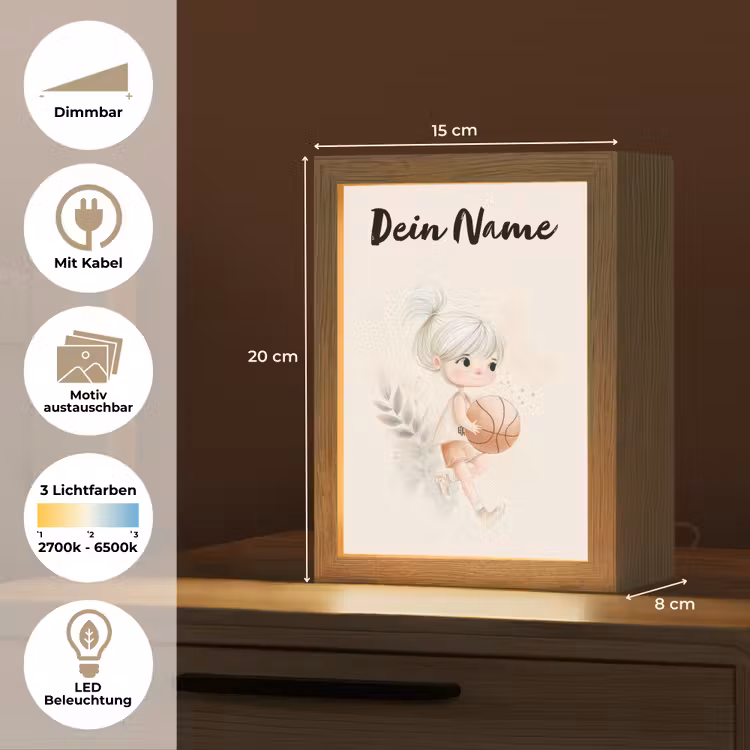 Meisje - Basketbal - Oranje - Planten Light Box met kabel (Kinderlampje) klein -USP_websiteoverzichtDE