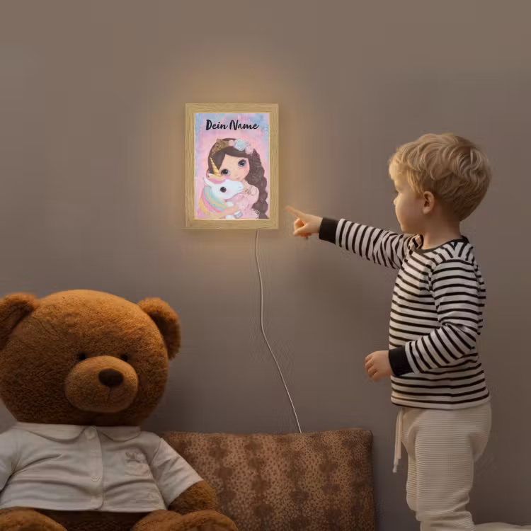 Meisje - Eenhoorn - Glitter Light Box met kabel (Kinderlampje) klein -sfeer4a_kind