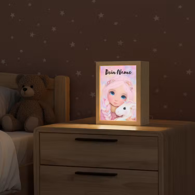 Meisje - Eenhoorn - Roze Light Box met kabel (Kinderlampje) klein -sfeer1_kind