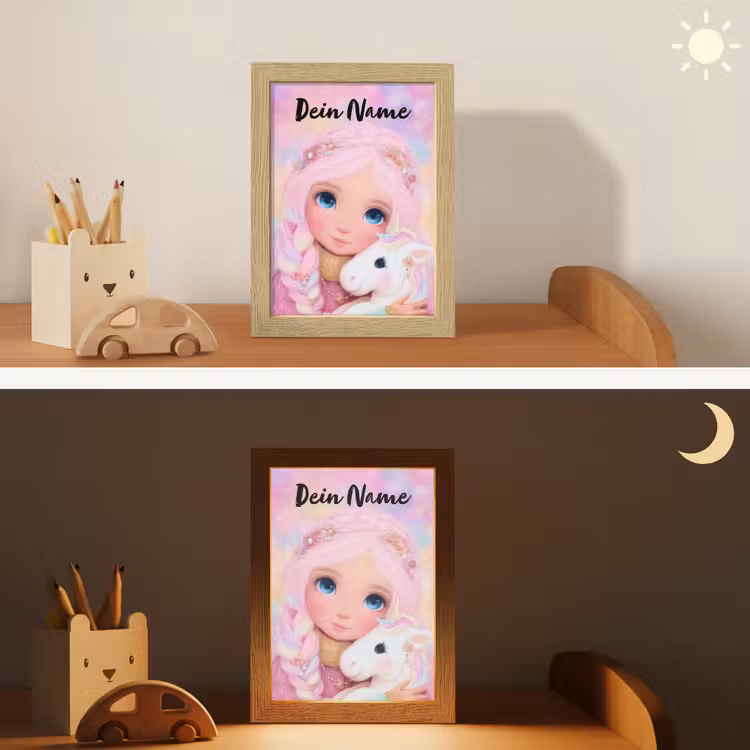 Meisje - Eenhoorn - Roze Light Box met kabel (Kinderlampje) klein -sfeer3_kind