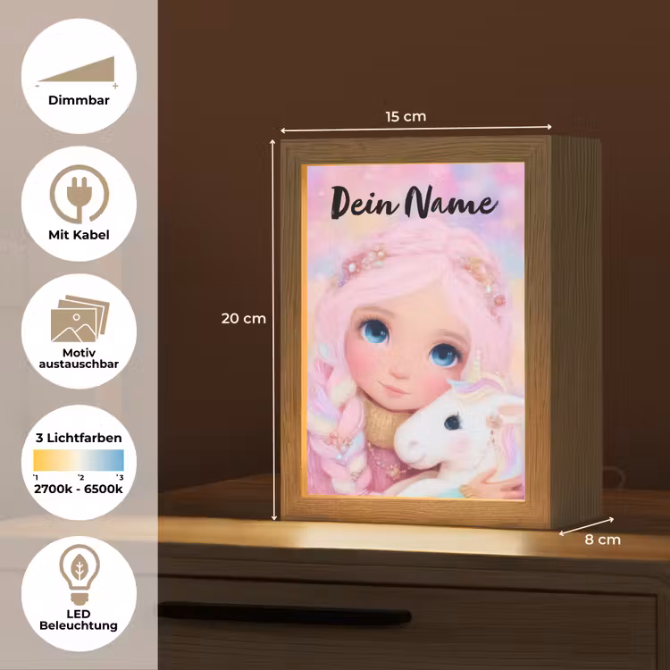 Meisje - Eenhoorn - Roze Light Box met kabel (Kinderlampje) klein -USP_websiteoverzichtDE