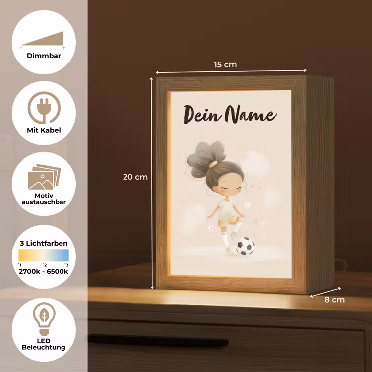 Meisje - Knot - Bruin - Voetbal Light Box met kabel (Kinderlampje) klein -USP_websiteoverzichtDE