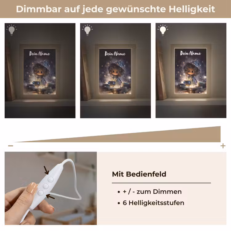 Meisje - Toveren - Sterren - Paars Light Box met kabel (Kinderlampje) klein -USP_dimbaarDE