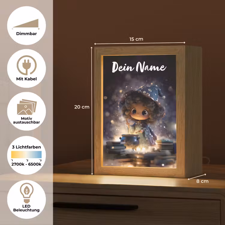 Meisje - Toveren - Sterren - Paars Light Box met kabel (Kinderlampje) klein -USP_websiteoverzichtDE