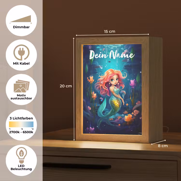 Zeemeermin - Bloemen - Onderwater - Meisjes - Kind Light Box met kabel (Kinderlampje) klein -USP_websiteoverzichtDE