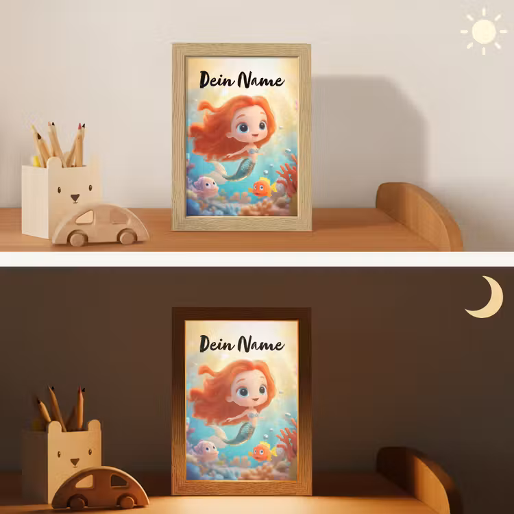 Zeemeermin - Vissen - Koraal Light Box met kabel (Kinderlampje) klein -sfeer3_kind