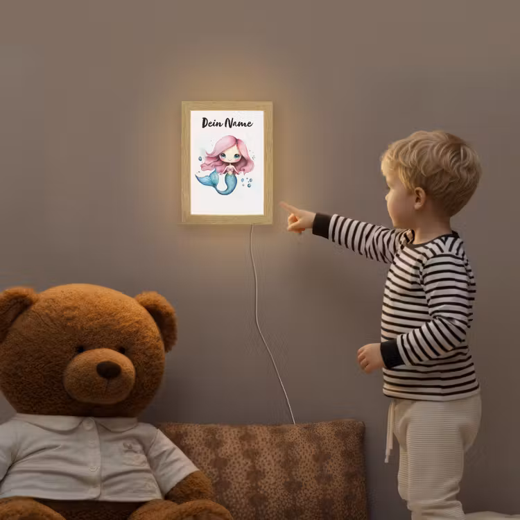 Zeemeermin - Roze Light Box met kabel (Kinderlampje) klein -sfeer4a_kind