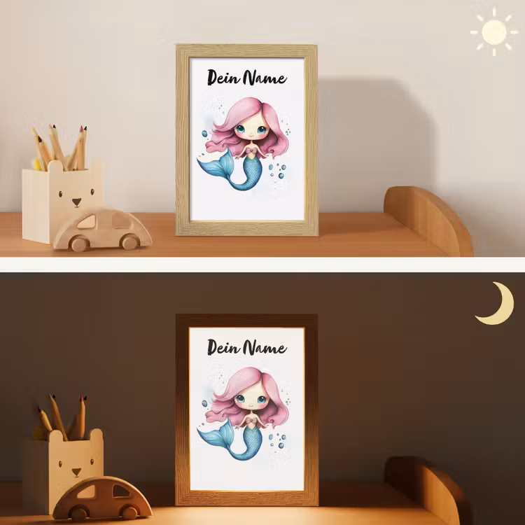 Zeemeermin - Roze Light Box met kabel (Kinderlampje) klein -sfeer3_kind