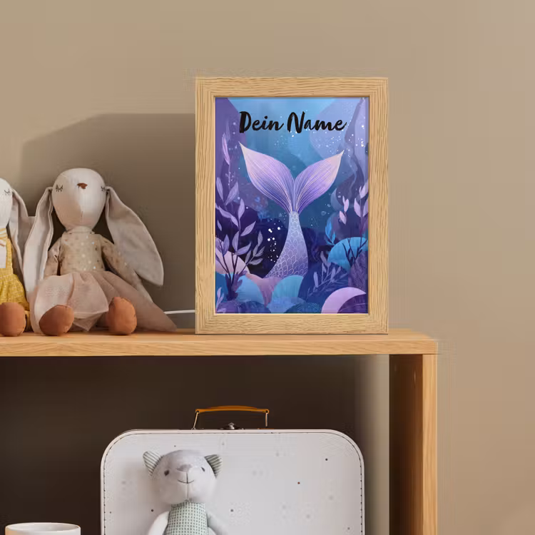 Zeemeerminnenstaart - Onderwaterplanten - Paars - Blauw Light Box met kabel (Kinderlampje) klein -sfeer2_kind