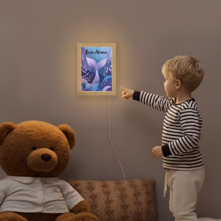 Zeemeerminnenstaart - Onderwaterplanten - Paars - Blauw Light Box met kabel (Kinderlampje) klein -sfeer4a_kind