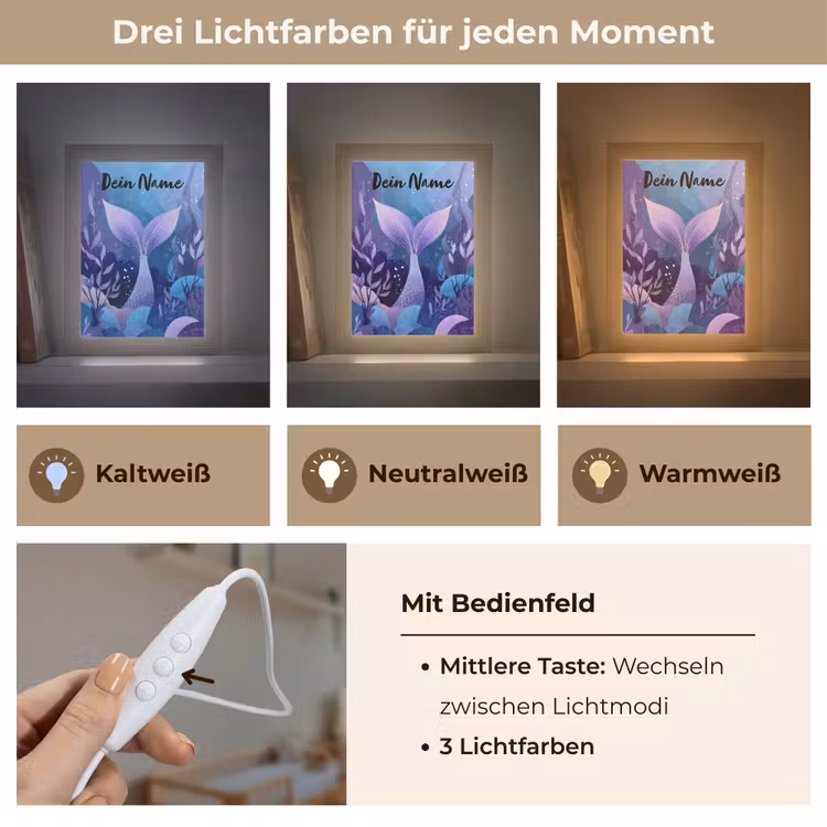 Zeemeerminnenstaart - Onderwaterplanten - Paars - Blauw Light Box met kabel (Kinderlampje) klein -USP_lichtkleurDE