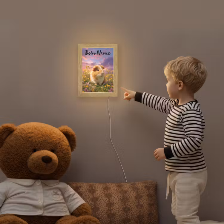 Cavia - Kleurrijk - Bloemen Light Box met kabel (Kinderlampje) klein -sfeer4a_kind