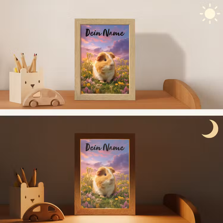Cavia - Kleurrijk - Bloemen Light Box met kabel (Kinderlampje) klein -sfeer3_kind