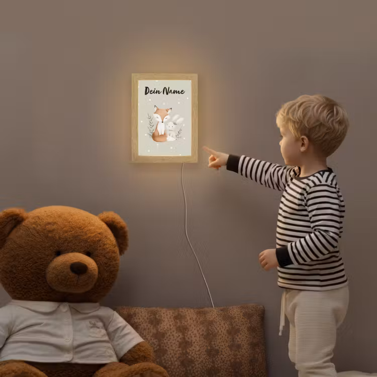 Minimalistisch - Dieren - Bladeren - Stippen Light Box met kabel (Kinderlampje) klein -sfeer4a_kind