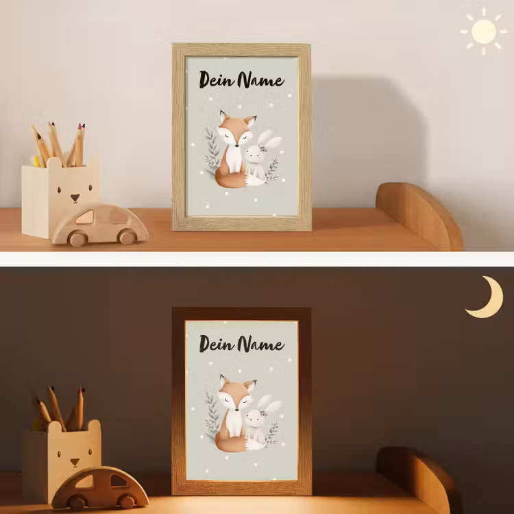 Minimalistisch - Dieren - Bladeren - Stippen Light Box met kabel (Kinderlampje) klein -sfeer3_kind