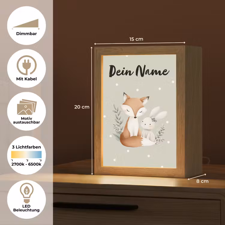 Minimalistisch - Dieren - Bladeren - Stippen Light Box met kabel (Kinderlampje) klein -USP_websiteoverzichtDE