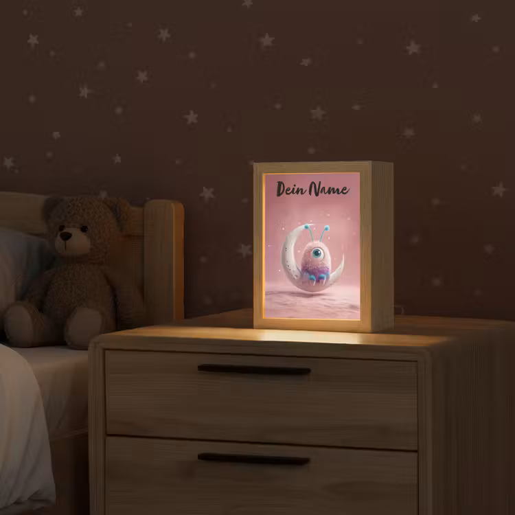 Maan - Monster - Roze Light Box met kabel (Kinderlampje) klein -sfeer1_kind