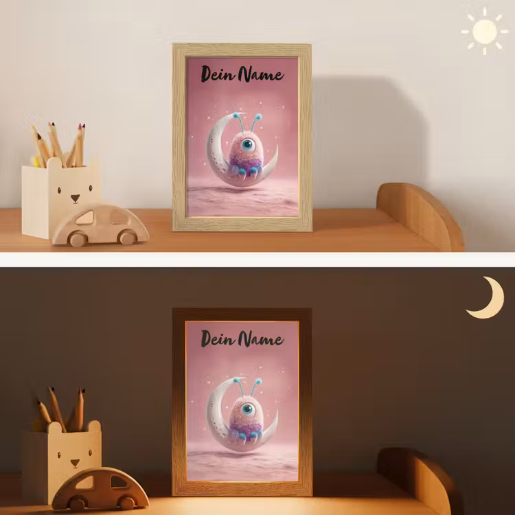 Maan - Monster - Roze Light Box met kabel (Kinderlampje) klein -sfeer3_kind