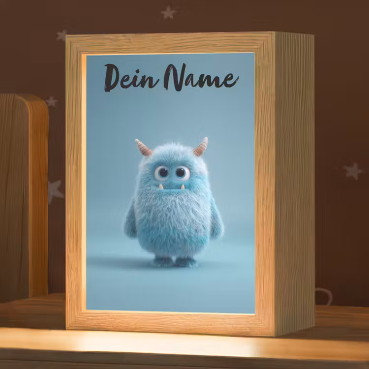 Monster - Blauw Light Box met kabel (Kinderlampje) klein -zzz_3d_website