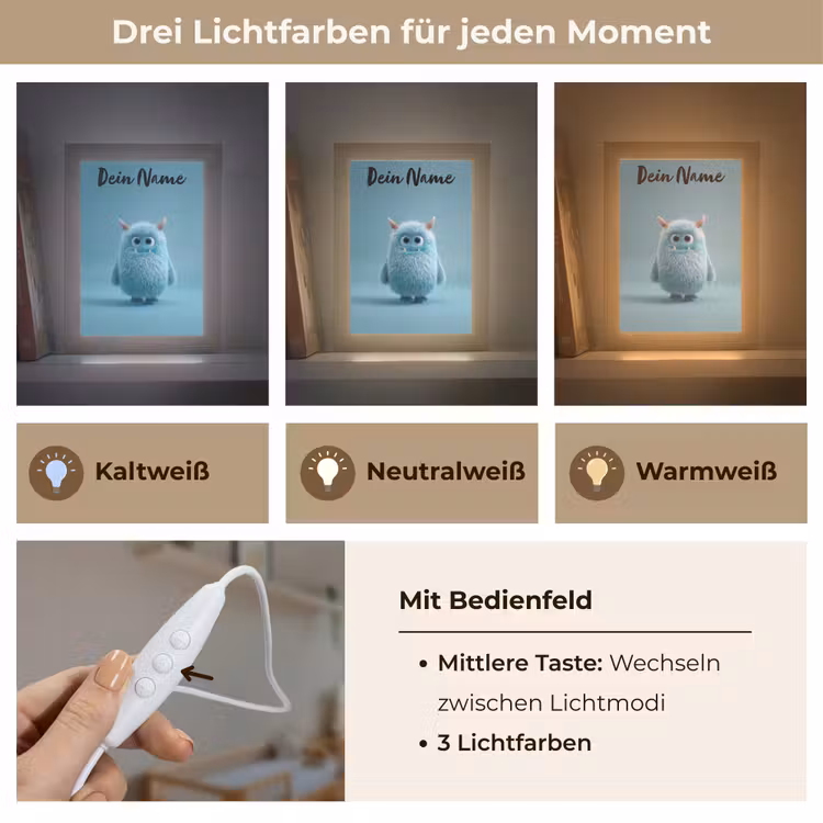 Monster - Blauw Light Box met kabel (Kinderlampje) klein -USP_lichtkleurDE