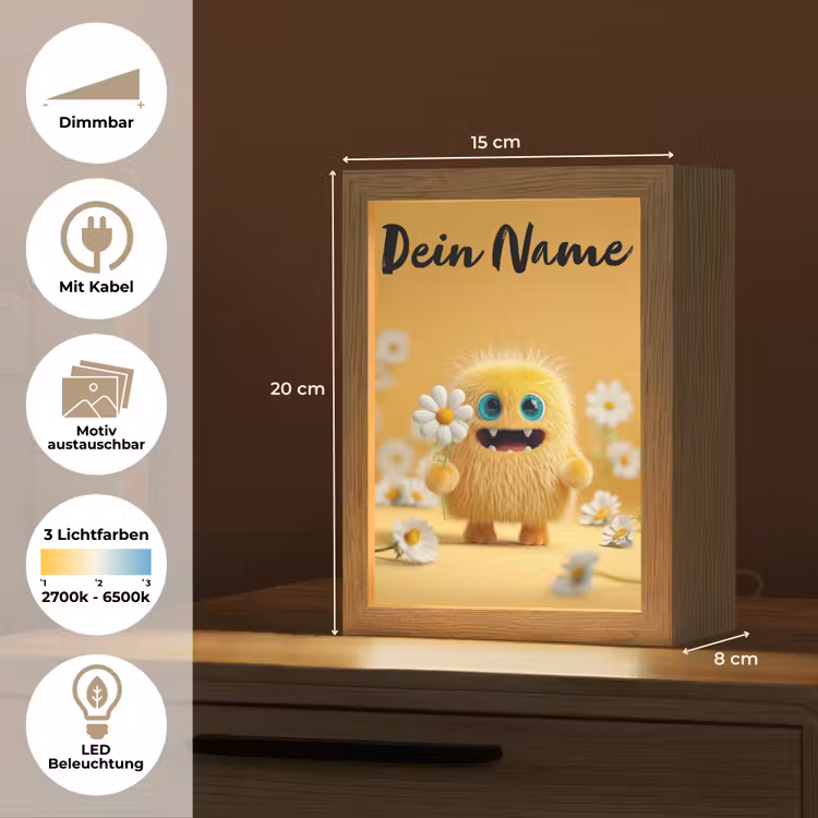 Monster - Geel - Madeliefjes Light Box met kabel (Kinderlampje) klein -USP_websiteoverzichtDE