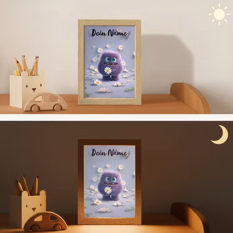 Monster - Paars - Madeliefjes Light Box met kabel (Kinderlampje) klein -sfeer3_kind