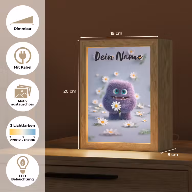 Monster - Paars - Madeliefjes Light Box met kabel (Kinderlampje) klein -USP_websiteoverzichtDE