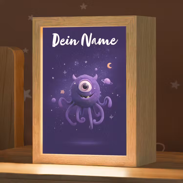 Monster - Paars - Ruimte Light Box met kabel (Kinderlampje) klein -zzz_3d_website